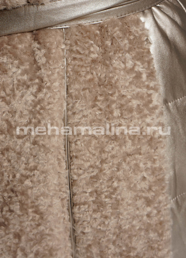 Пуховик из эко кожи на молнии с капюшоном модель № 6126 универмаг малина