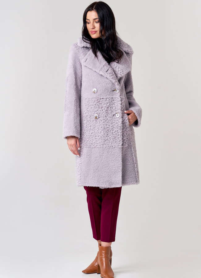Двубортное пальто из шерсти модель № 21145 универмаг малина