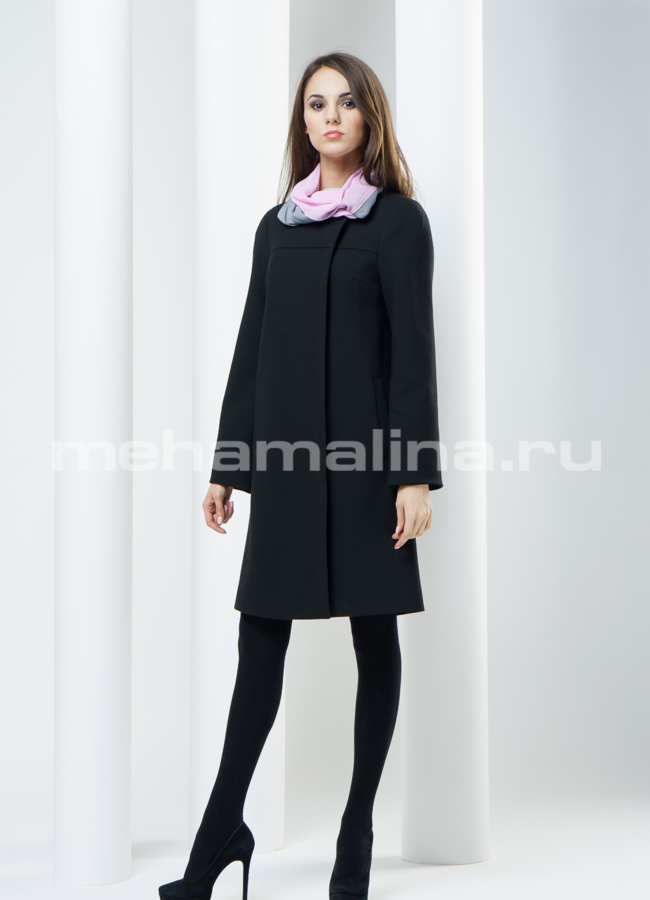 Пальто женское, цвет черный модель № BP-12 меха малина Пальто женское, цвет черный модель № BP-12 меха малина