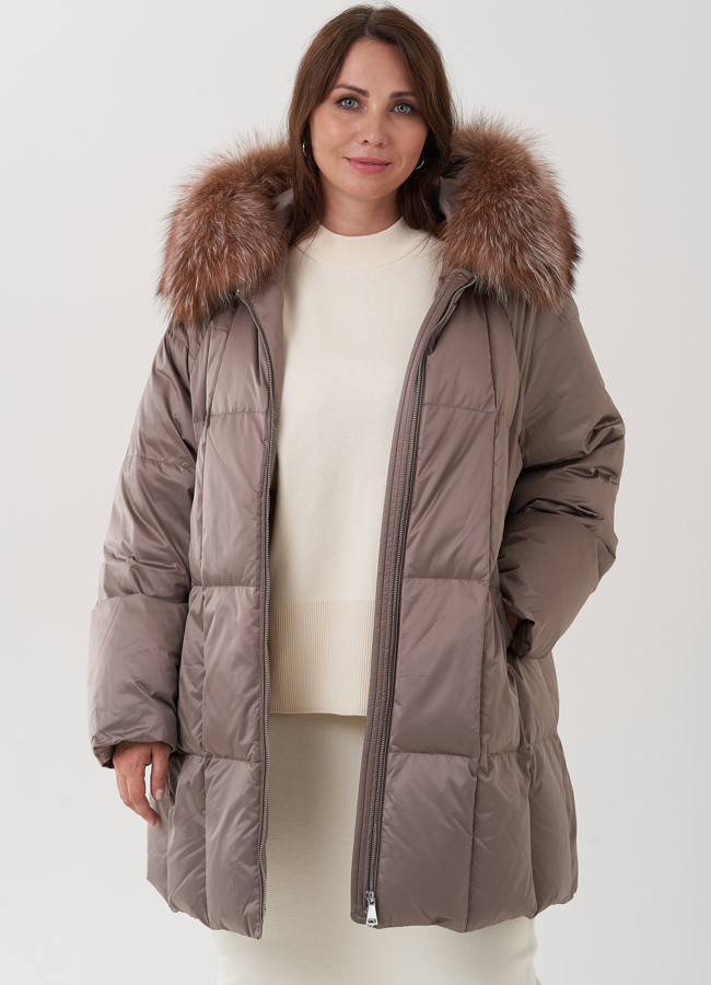 Женский пуховик с капюшоном  модель № 25369 универмаг малина