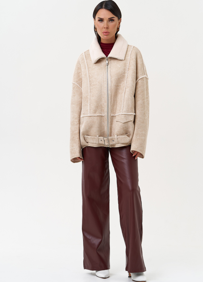 Женская дубленка из эко замши модель № 31283 в рассрочку