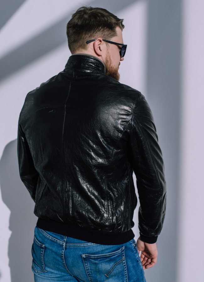 Куртка бомбер из натуральной кожи модель № 21177 в рассрочку