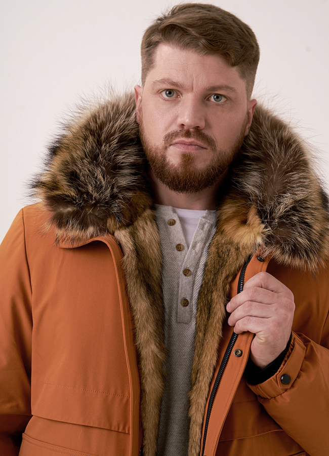 Мужская парка с меховой отделкой  модель № 387 универмаг малина