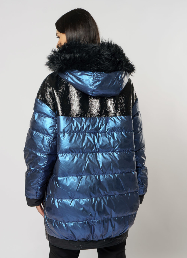 Пуховик двусторонний на молнии с капюшоном модель № 239 универмаг малина