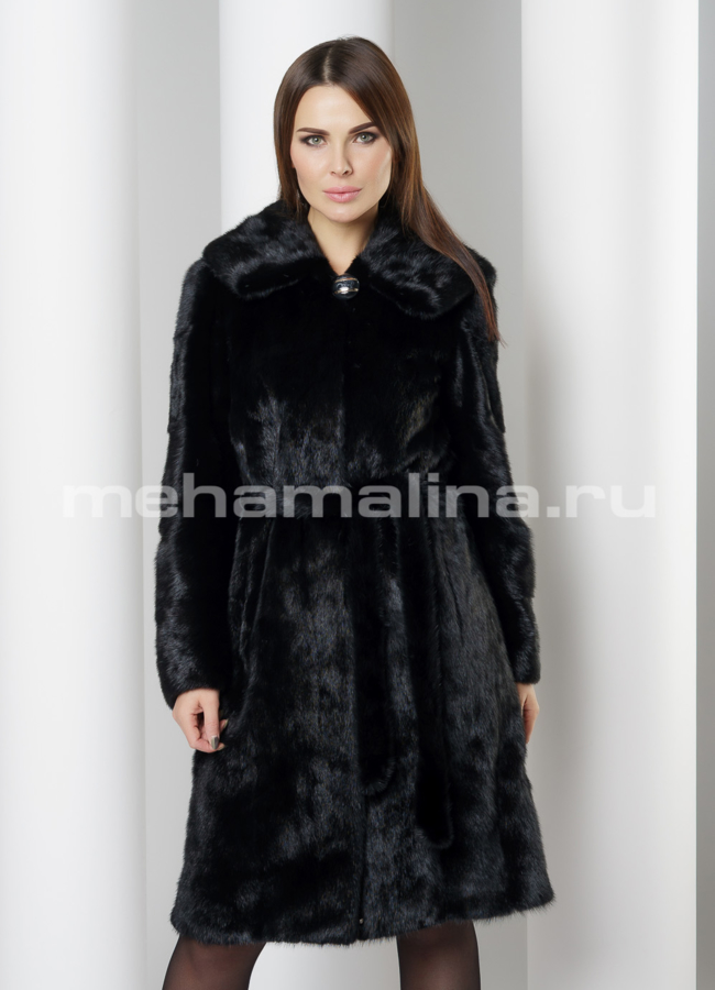 Норковая шуба модель № S-673 меха малина