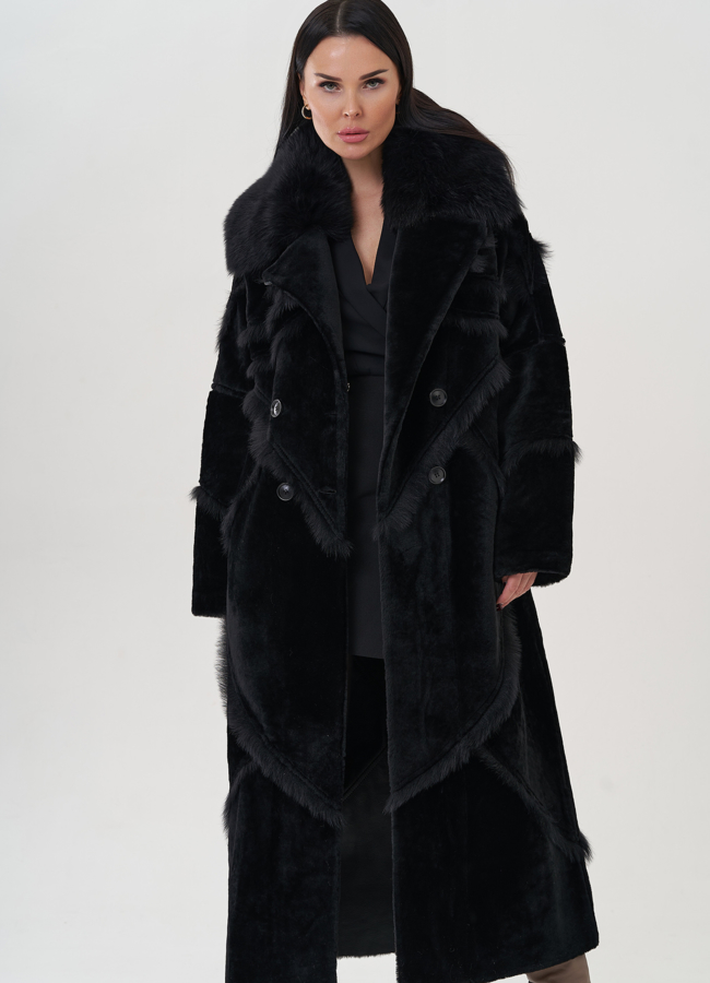 Женская дубленка с английским воротником  модель № 26046 универмаг малина