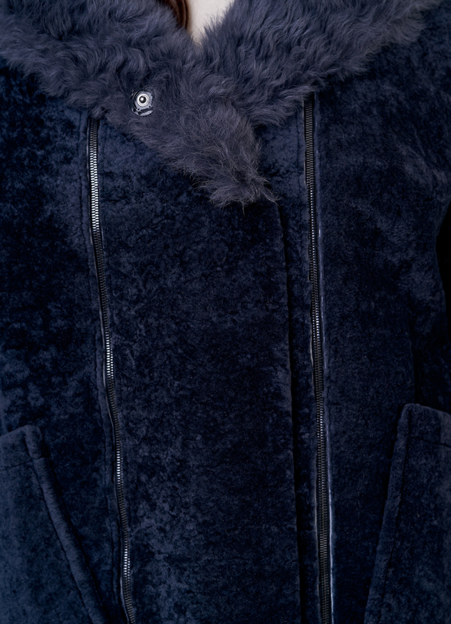 Куртка из мутона оверсайз в синем цвете модель № 1507 универмаг малина