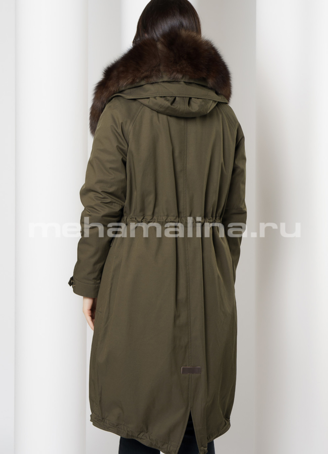 Парка в цвете хаки с капюшоном отделка песец модель № 1813 в кредит