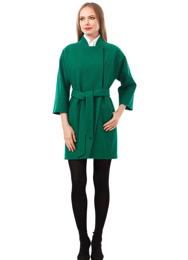 Пальто прямое модель № BP-81 меха малина