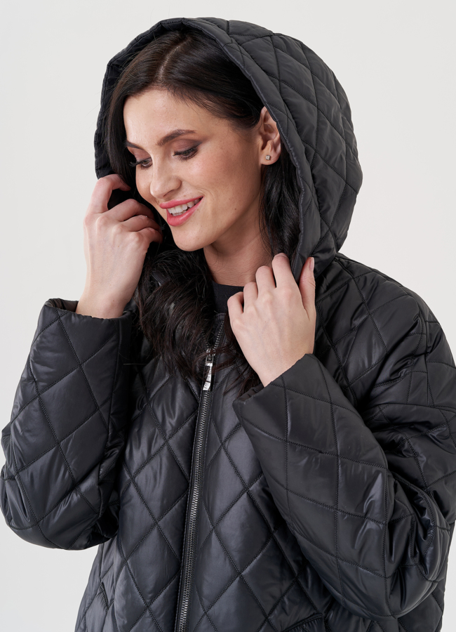 Женское полупальто с капюшоном  модель № 24416 универмаг малина