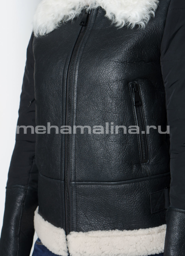 Кожаная куртка модель № K-443 универмаг малина