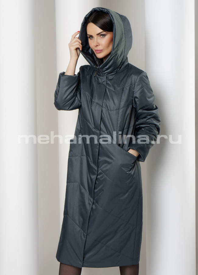 фото Пальто из полиэстера с капюшоном на молнии модель № 298