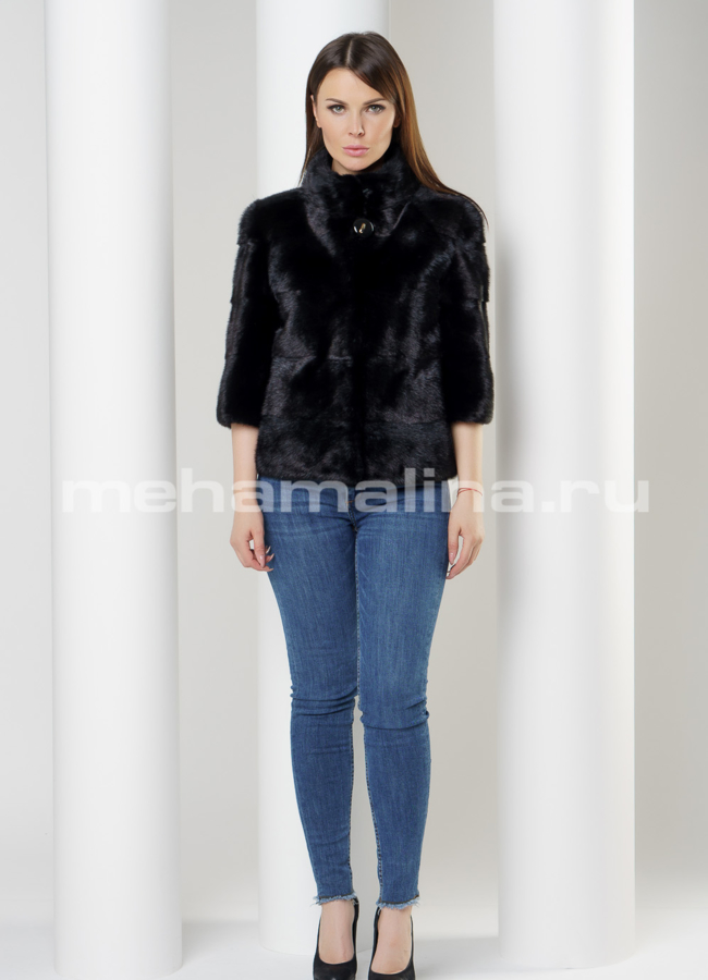 Короткая норковая шуба модель № S-594 универмаг малина