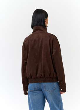 Женская утепленная куртка бомбер из эко замши