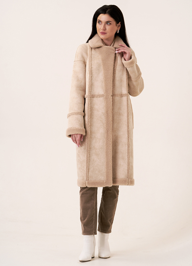 Пальто из эко меха двустороннее на кнопках   модель № 49 универмаг малина