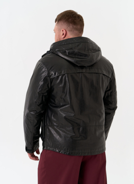 Мужская куртка из натуральной кожи с капюшоном