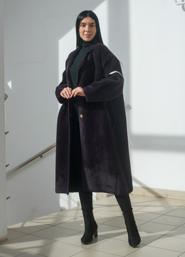 Кардиган с английским воротником  модель № 22480 меха малина