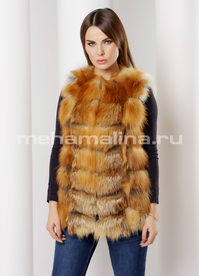 Жилет модель № M-156 меха малина