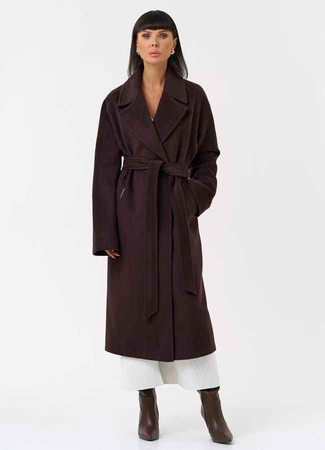 Женское пальто в коричневом цвете модель № 31338 в рассрочку