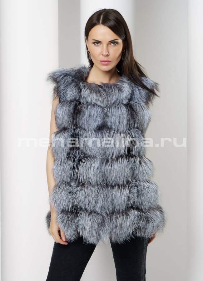 Жакет из чернобурки с капюшоном модель № 15-95 в рассрочку