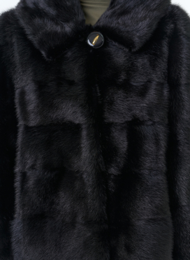 Укороченная норковая шуба черного цвета 2 в 1
