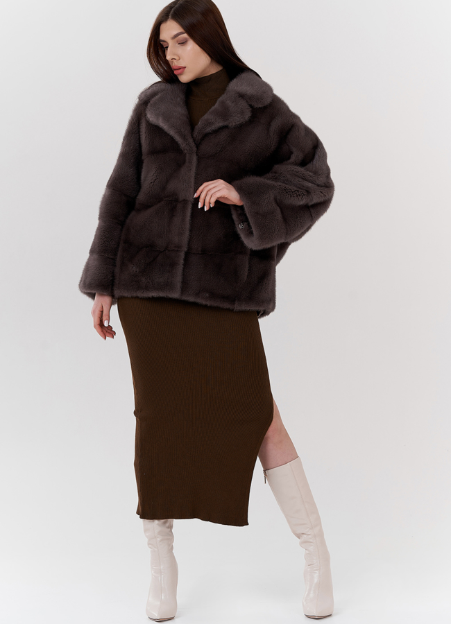Куртка из норки с английским воротником  модель № 24227 универмаг малина