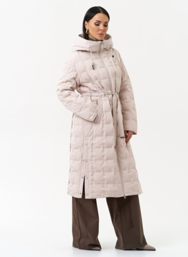 Женское утепленное пальто с капюшоном