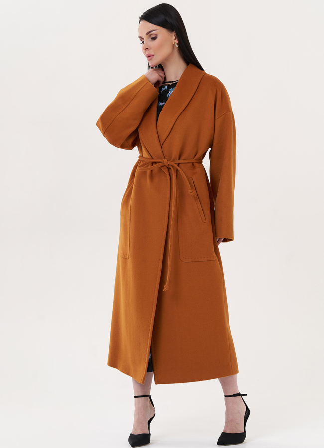 Длинное пальто с воротником шаль модель № 27101 в кредит Длинное пальто с воротником шаль модель № 27101 в кредит