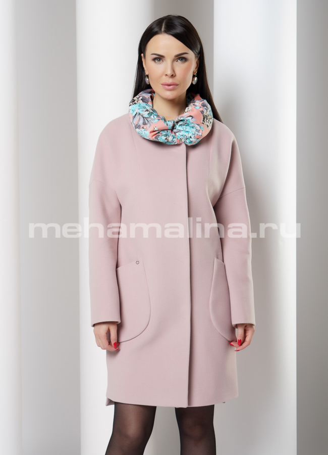 Пальто на кнопках модель № 7007 меха малина