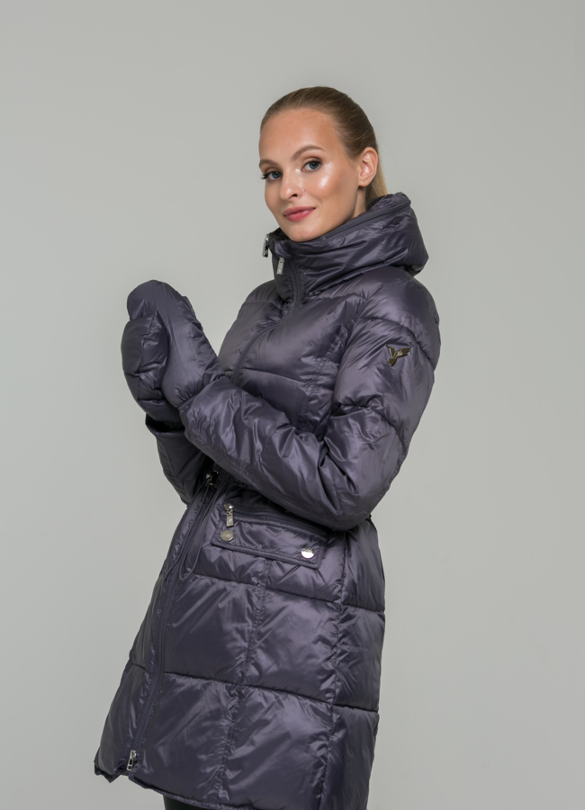 Пуховик ODRI с рукавицами  модель № П-240 меха малина