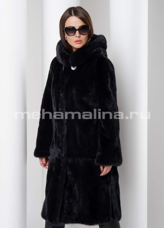 Шуба из скандинавской норки в цвете графит модель № S-515 универмаг малина