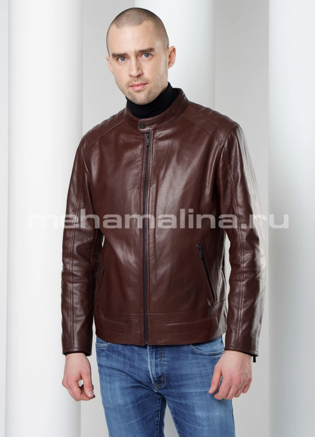 Кожаная куртка мужская модель № KP-223 универмаг малина
