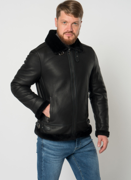 Дубленка пилот мужская на молнии 