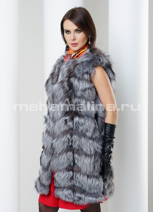Жилет из чернобурки модель № M-112 универмаг малина