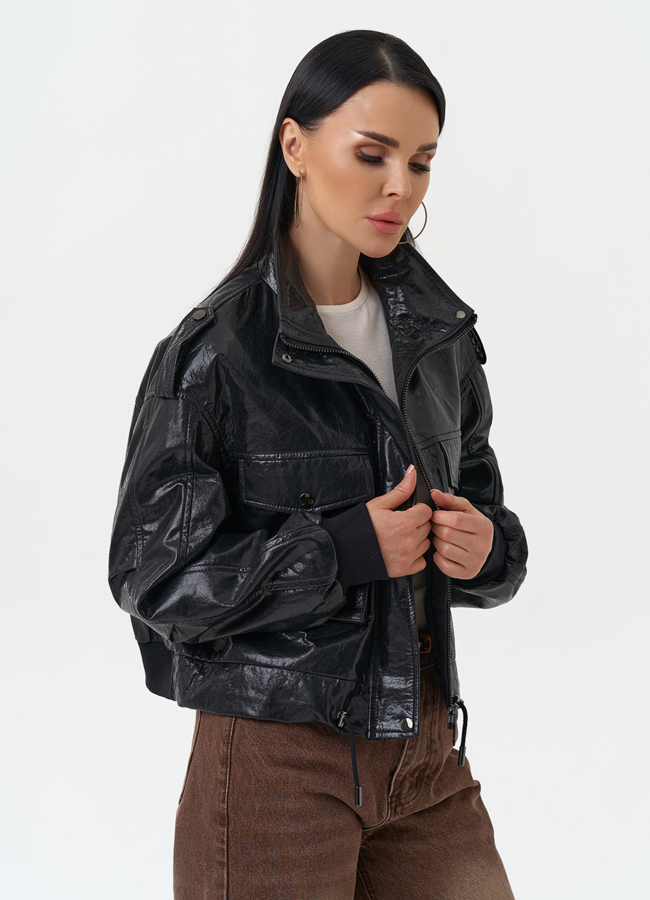 фото Женская куртка бомбер из натуральной кожи модель № 30096