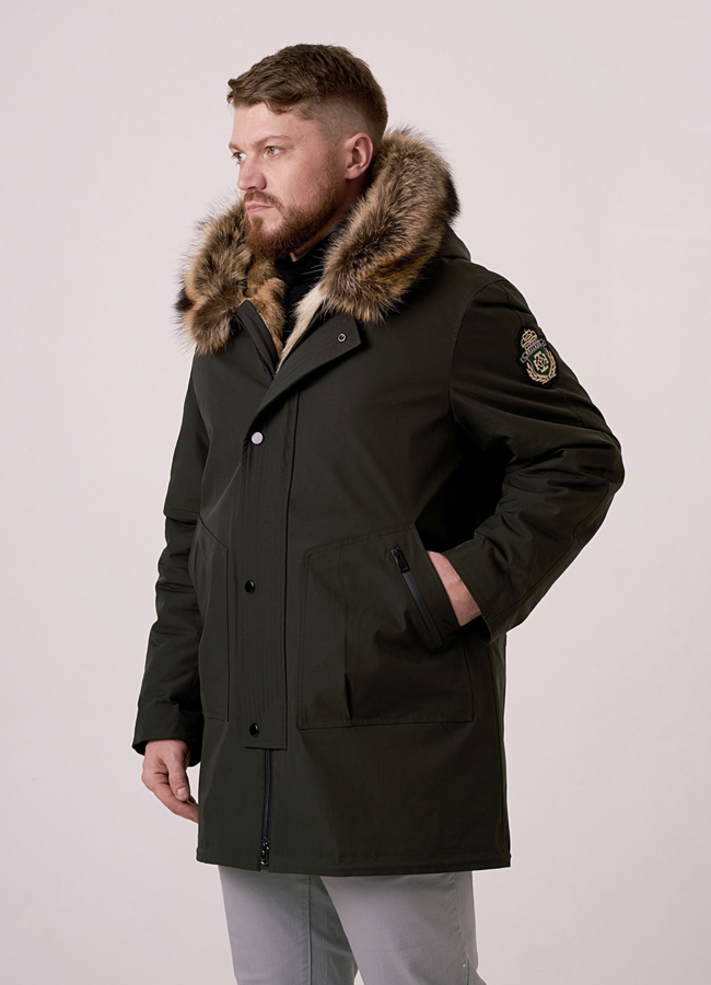 Мужская парка на волке модель № 386 универмаг малина
