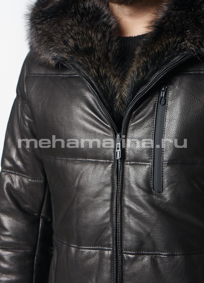 Удлиненный пуховик на молнии с капюшоном модель № ПМ-107 в рассрочку