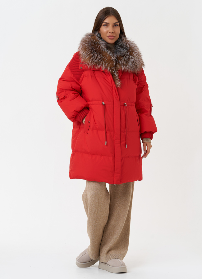 фото Пуховик с мехом лисы модель № 28828