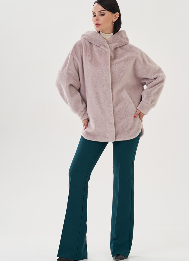 Женское полупальто с капюшоном  модель № 24723 универмаг малина