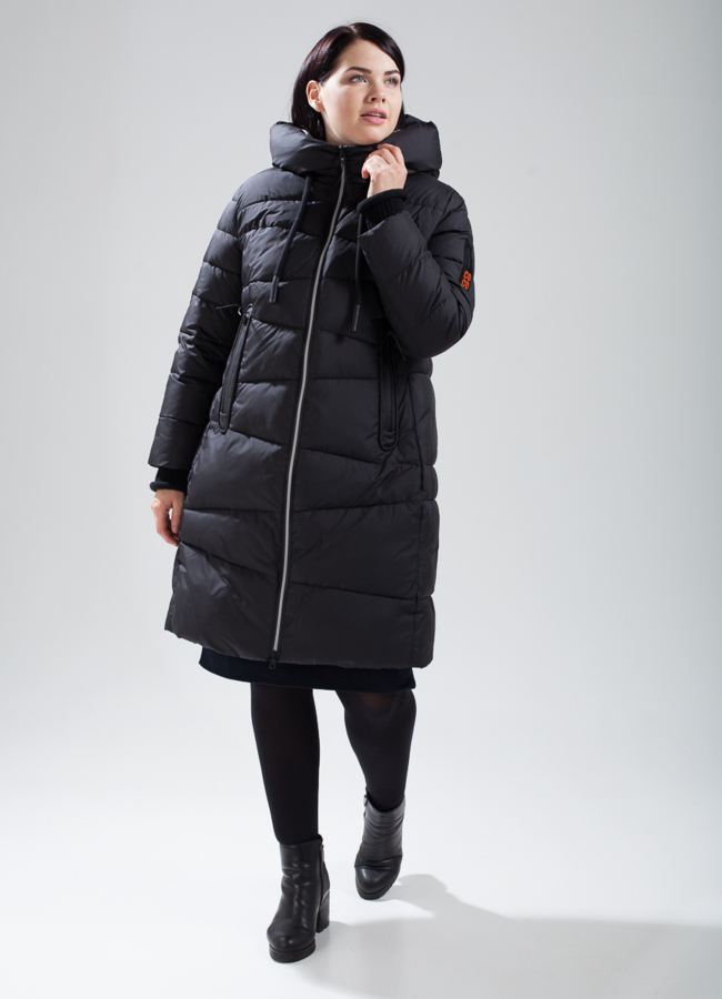 Пуховик женский на биопухе модель № П-355 меха малина