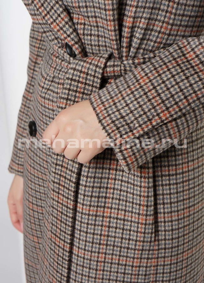Пальто в клетку с английским воротником модель № 443 универмаг малина