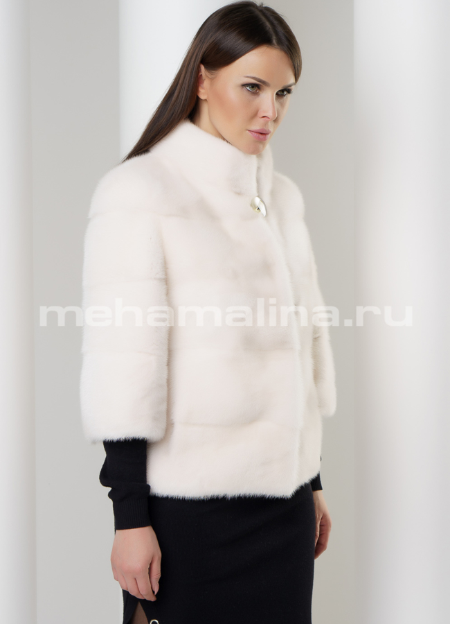 Белая норковая шуба модель № S-593 универмаг малина