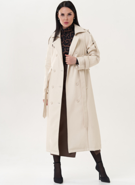 Удлиненный тренч из эко кожи