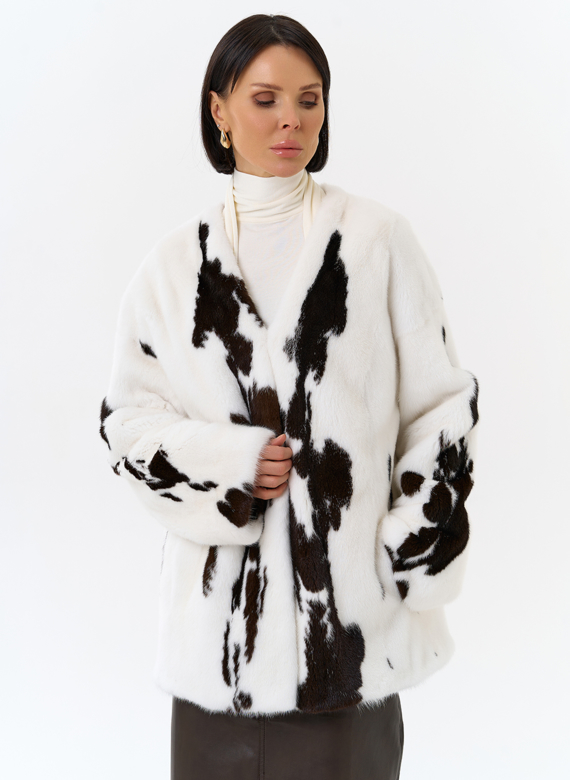 Жакет из меха норки в расцветке 