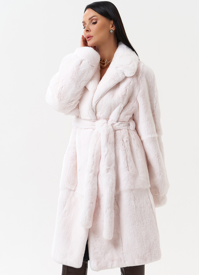 Шуба из меха кролика с английским воротником  модель № 28884 универмаг малина