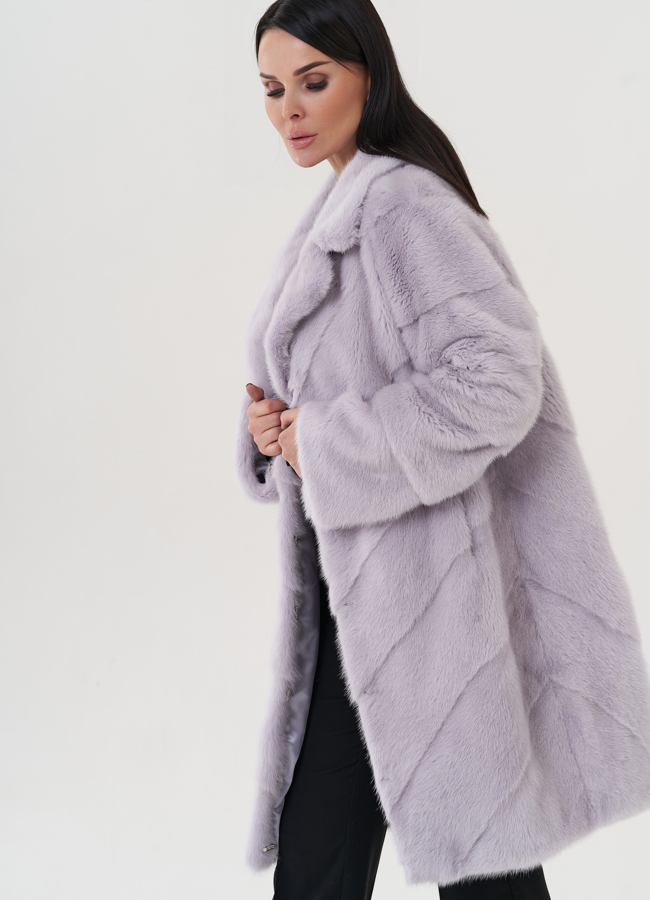 Шуба из норки с английским воротником  модель № 26020 универмаг малина