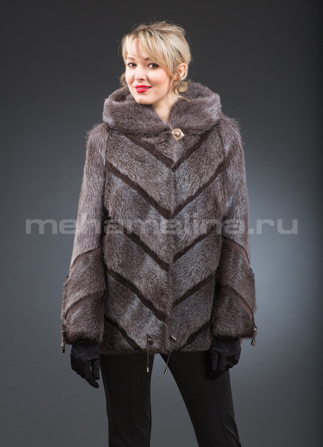 Шуба нутрия модель № S-135 меха малина Шуба нутрия модель № S-135 меха малина
