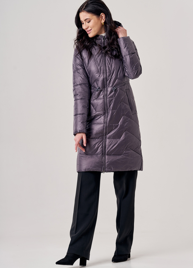 Полупальто женское серого цвета модель № 20601 в кредит