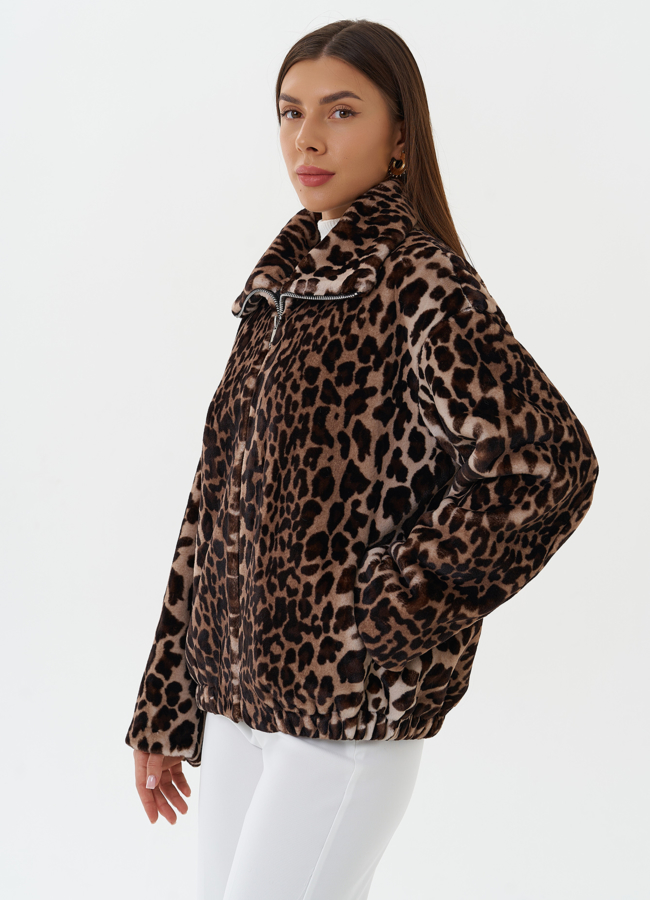 Куртка из эко меха с леопардовым принтом модель № 27717 универмаг малина