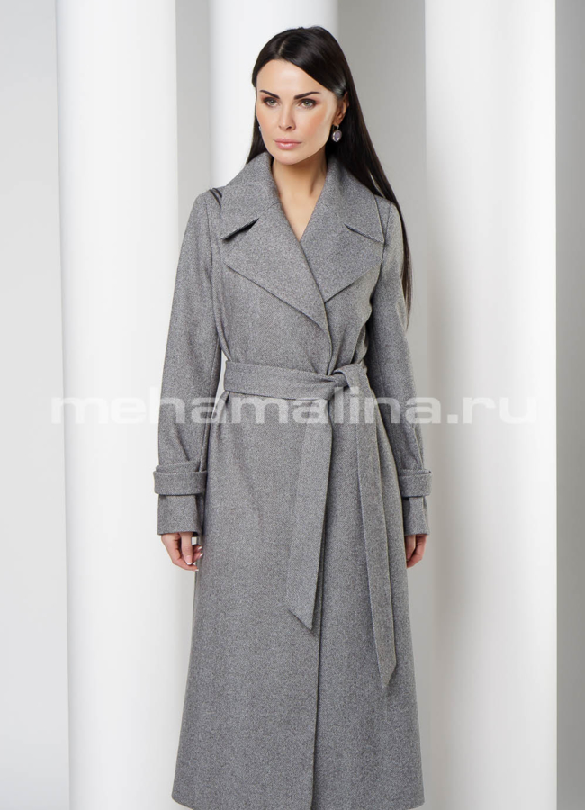 Удлиненное пальто с английским воротником модель № 10877 меха малина